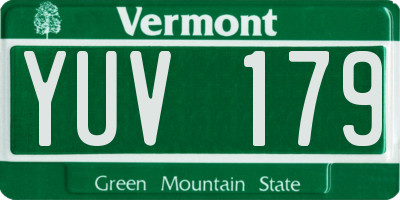 VT license plate YUV179