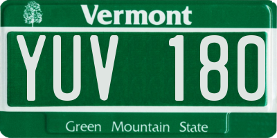VT license plate YUV180