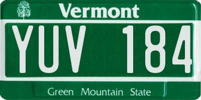 VT license plate YUV184