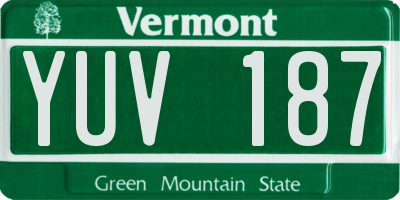 VT license plate YUV187