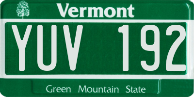 VT license plate YUV192
