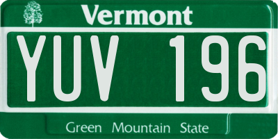 VT license plate YUV196