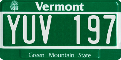 VT license plate YUV197