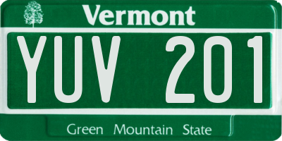 VT license plate YUV201