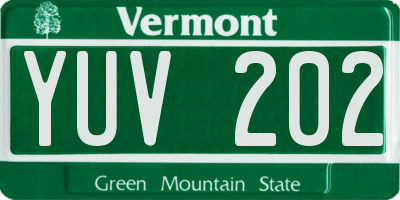VT license plate YUV202