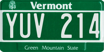 VT license plate YUV214