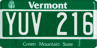 VT license plate YUV216