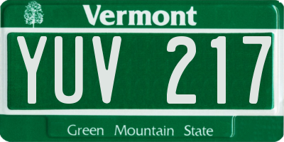 VT license plate YUV217