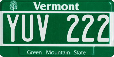 VT license plate YUV222