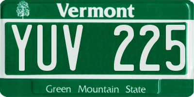 VT license plate YUV225