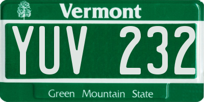 VT license plate YUV232