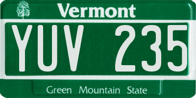 VT license plate YUV235
