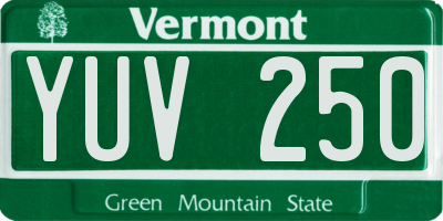 VT license plate YUV250