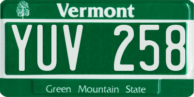 VT license plate YUV258
