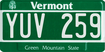 VT license plate YUV259