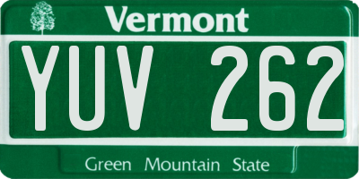 VT license plate YUV262