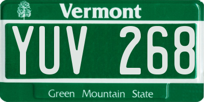 VT license plate YUV268