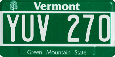 VT license plate YUV270