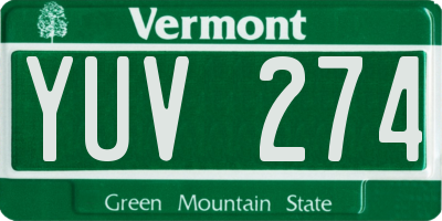 VT license plate YUV274