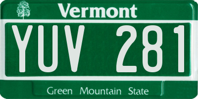 VT license plate YUV281