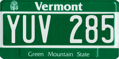 VT license plate YUV285