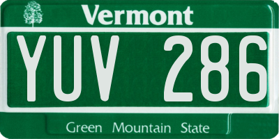 VT license plate YUV286