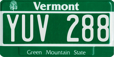 VT license plate YUV288