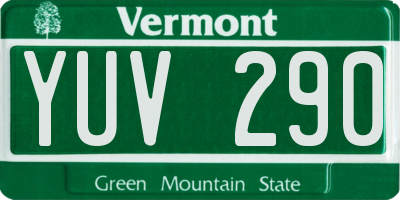 VT license plate YUV290