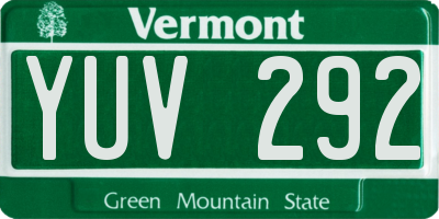 VT license plate YUV292