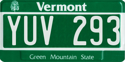 VT license plate YUV293