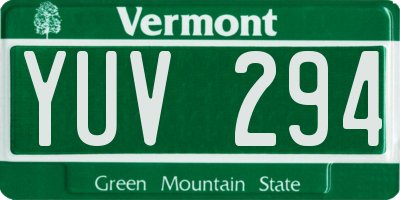 VT license plate YUV294