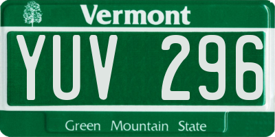 VT license plate YUV296