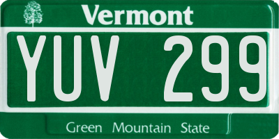 VT license plate YUV299