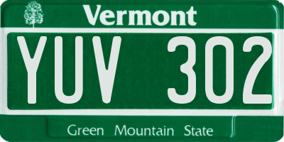 VT license plate YUV302