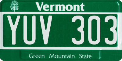 VT license plate YUV303