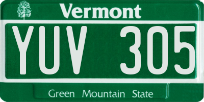 VT license plate YUV305