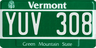 VT license plate YUV308