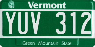 VT license plate YUV312