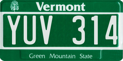 VT license plate YUV314
