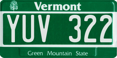 VT license plate YUV322