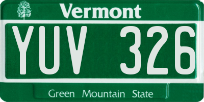 VT license plate YUV326