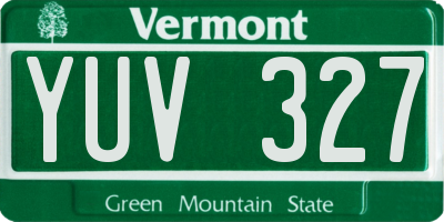 VT license plate YUV327