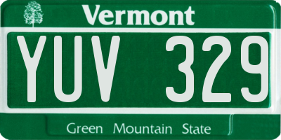 VT license plate YUV329