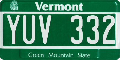 VT license plate YUV332