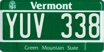 VT license plate YUV338