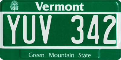 VT license plate YUV342