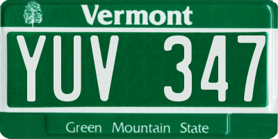 VT license plate YUV347