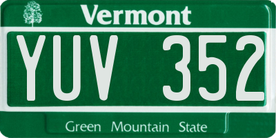 VT license plate YUV352
