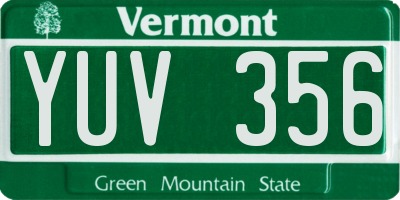 VT license plate YUV356