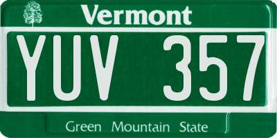 VT license plate YUV357
